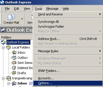 Backup Email trong Outlook Express