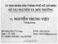 Danh thiếp của tiến sĩ Nguyễn Trung Việt