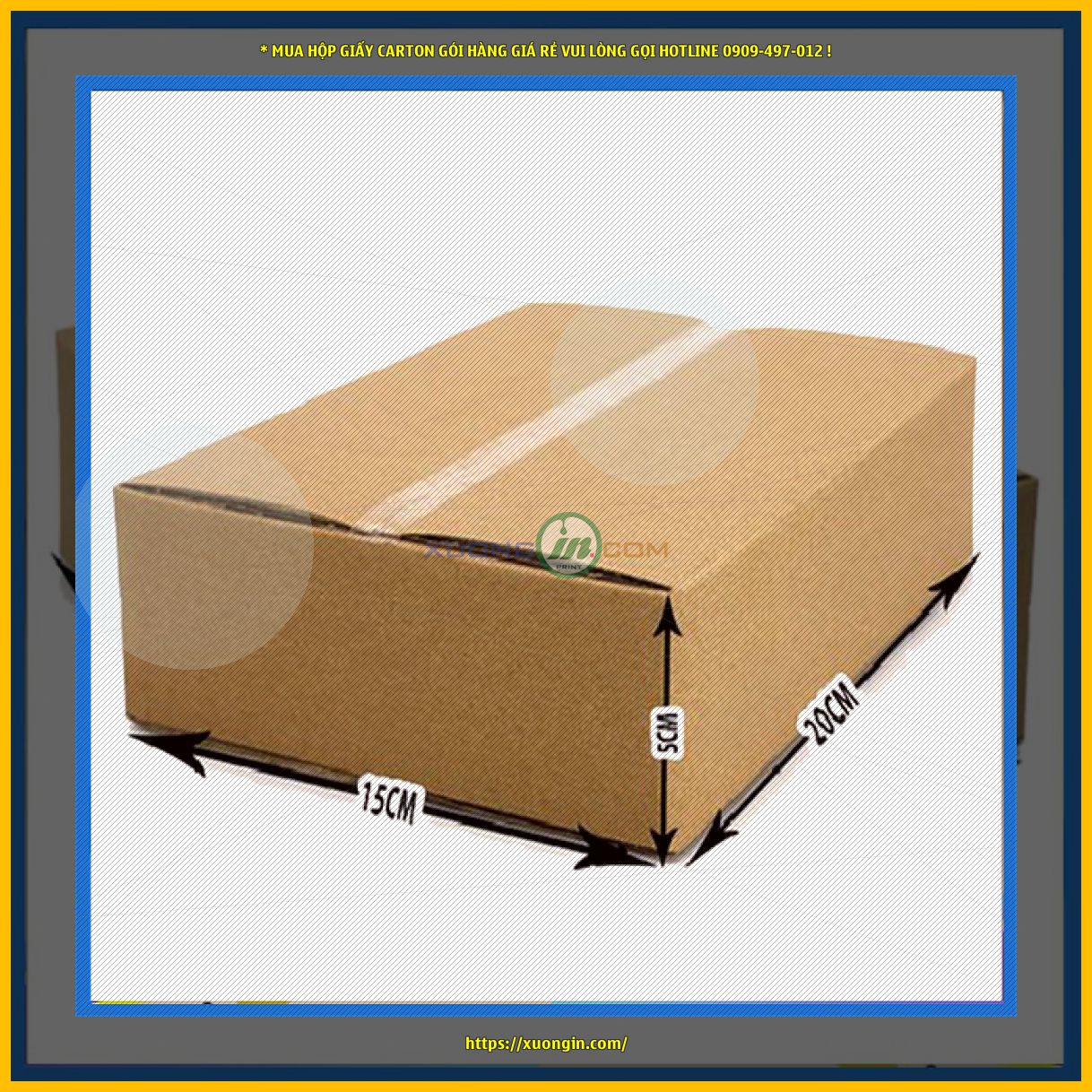 Thùng, hộp carton đóng hàng size 20x15x5 cm sóng cứng siêu dày.