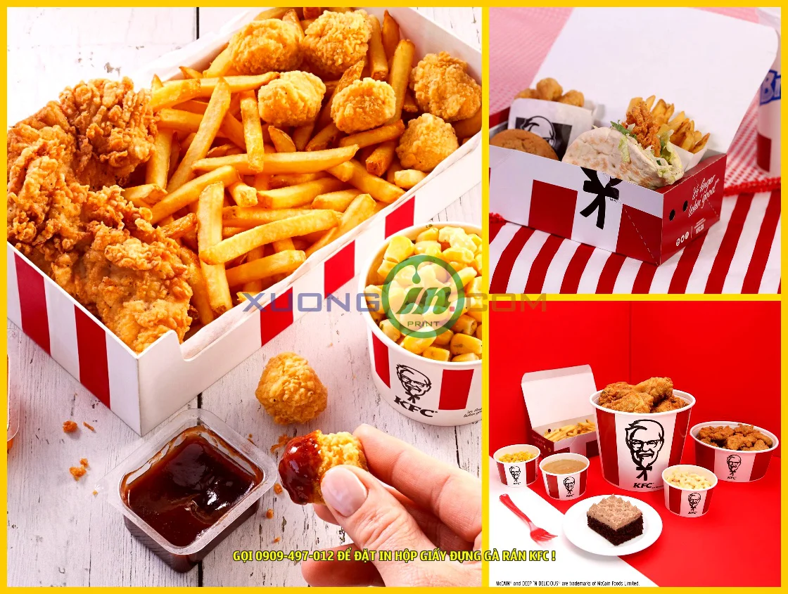 Hộp đựng gà rán KFC là một sản phẩm tiện lợi, an toàn và thân thiện với môi trường, giúp bạn thưởng thức những miếng gà rán ngon lành mà không lo lắng về vấn đề bảo quản hay vệ sinh.