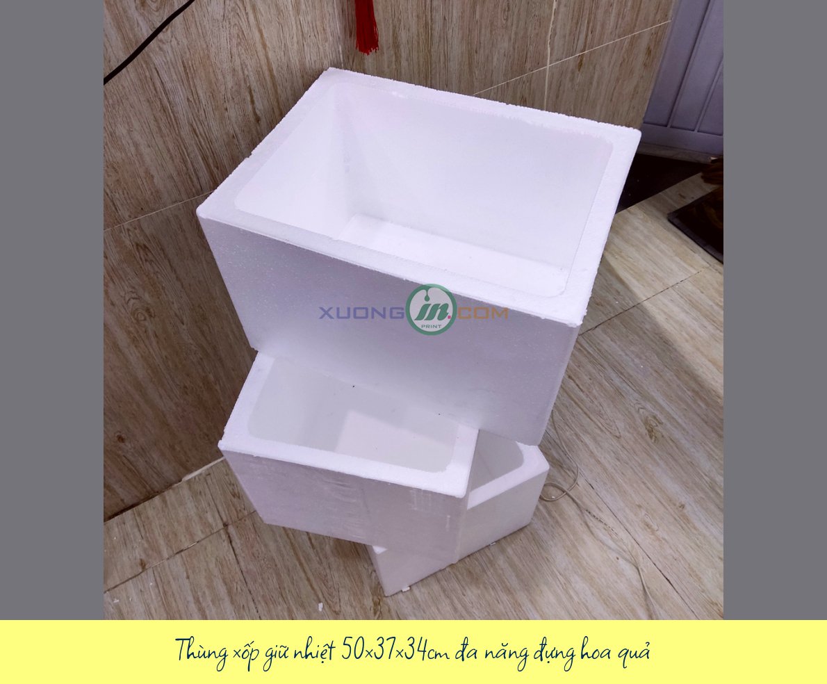 Thùng xốp giữ nhiệt 50x37x34cm đa năng đựng hoa quả