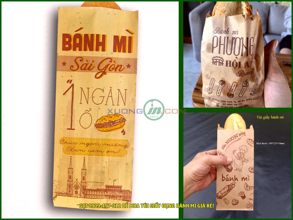 Xưởng in Ngọn Hải Đăng chuyên cung cấp các loại túi giấy đựng bánh mì que giá rẻ, túi hamburger. Nhận in số lượng ít