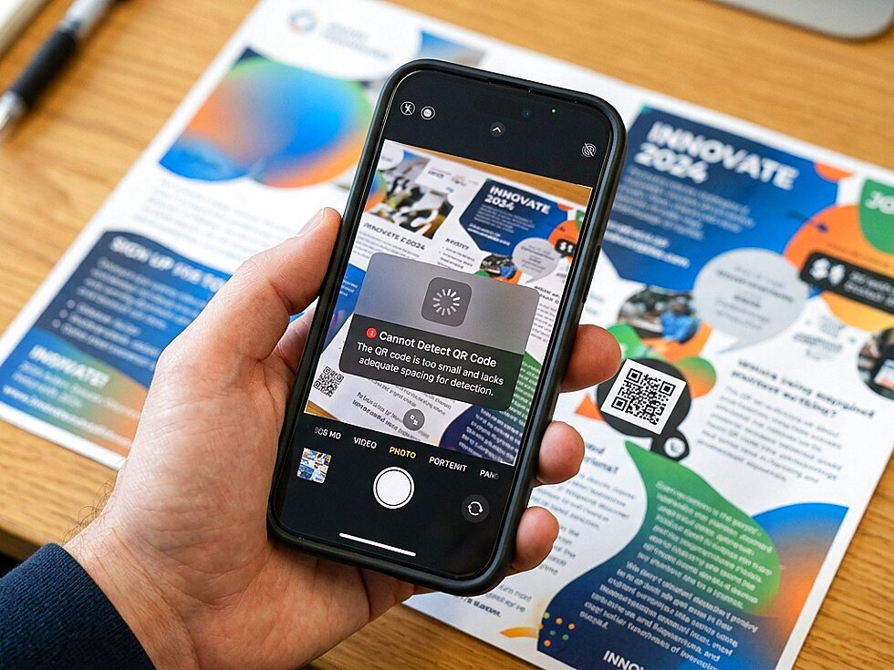 Không thể quét QR code do QR code quá nhỏ trên nền rối