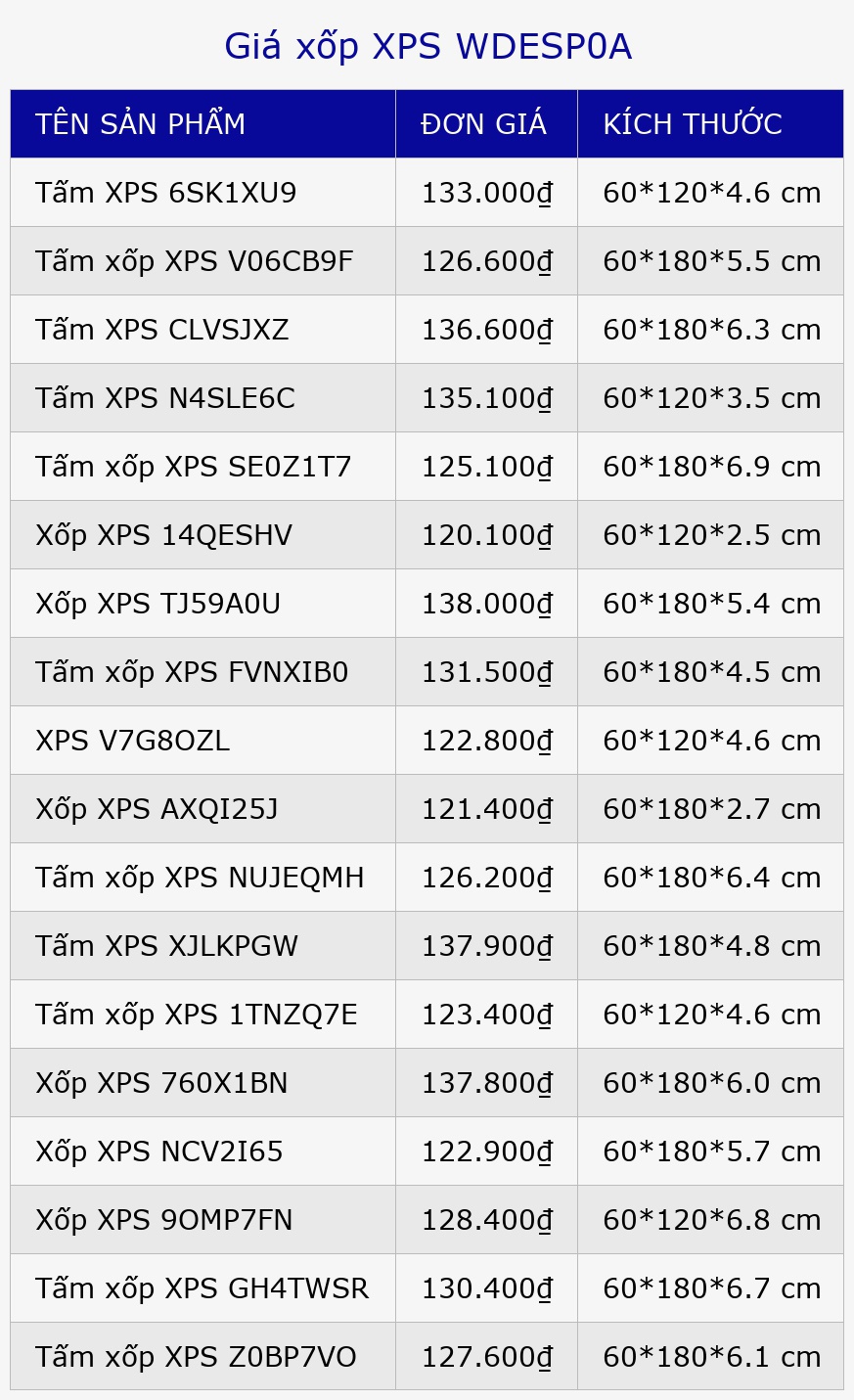 Giá xốp XPS WDESP0A